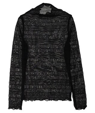 earth music&ecology ジャガードシャーリングシアートップス Black