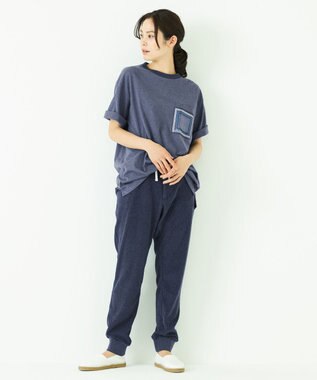 JOSEPH ABBOUD MOUNTAIN 【SPACE】OG綿スクエアドットプリント ポケTシャツ ネイビー系