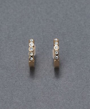 Phoebe 【金属アレルギー対応】【痛くないシリーズ】プチベゼルストーンフープライトフィットイヤリング　シャンパンゴールド シャンパンゴールド