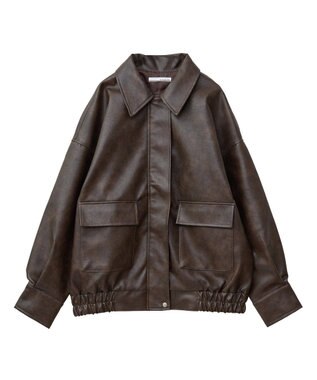 Green Parks ・ＥＬＥＮＣＡＲＥ　ＤＵＥ　合皮ステンカラーブルゾ Brown