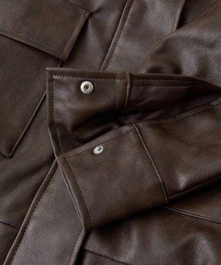 Green Parks ・ＥＬＥＮＣＡＲＥ　ＤＵＥ　合皮ステンカラーブルゾ Brown