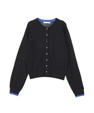 AMERICAN HOLIC シアー配色ニットカーディガン Black