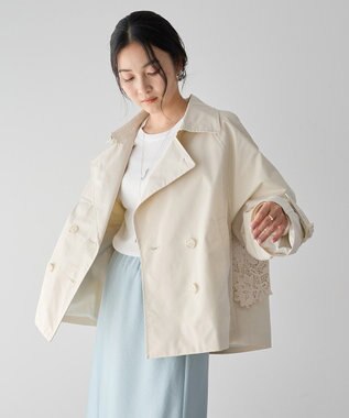 YECCA VECCA レースMIXショートトレンチコート Ivory