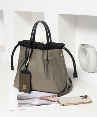 style code 【PADMA/パドマ】ナイロン×レザー　巾着　ショルダーバッグ 2WAY