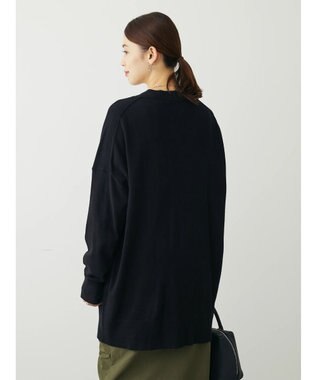 Green Parks もちやわ　Ｖネックミディ丈ニットカーディガン Black