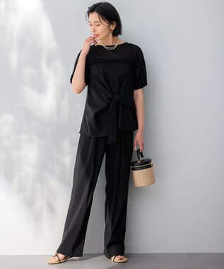 23区 S 【CLASSY.6月号掲載/洗える】リネンレーヨンストレッチ ワイドパンツ ブラック系