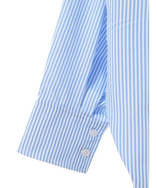 earth music&ecology フーディーシャツ Stripe Blue