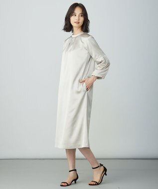 J.PRESS LADIES ノーブルサテン ワンピース ベージュ系