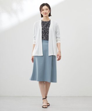 J.PRESS LADIES L 【洗える】ミラノ風天竺シアー カーディガン オフ系