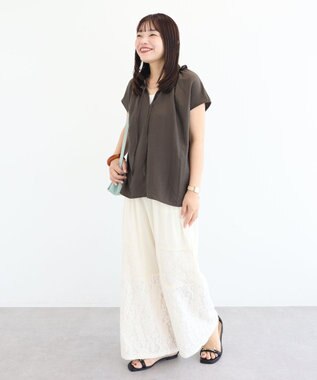 Green Parks 衿フリルブラウス Dark Brown