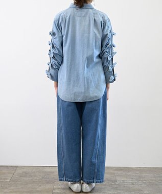FORFORMO Ribbon Sleeve Denim Shirt リボンスリーブデニムシャツ ブルー