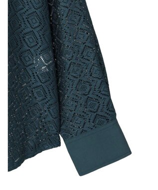 earth music&ecology レースバンドカラーシャツ Green