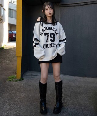 WEGO 2WAYグラフィックワンショルニット ホワイト