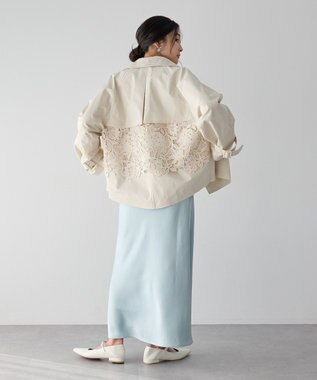 YECCA VECCA レースMIXショートトレンチコート Ivory