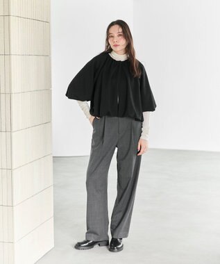 #Newans 【ANSWER for ファッショニスタ 】ウエスト調整可ワイドパンツ チャコールグレー系