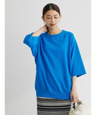 Green Parks コットンＵＳＡミニ裏毛七分袖トレＴＥＥ Blue