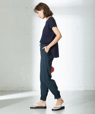 ICB 【WEB限定カラーあり・洗える】ライトダブルクロス ジョガーパンツ パイングリーン系