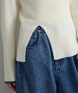 Green Parks 前後２ｗａｙアシンメトリー袖フレアリブニット Ecru