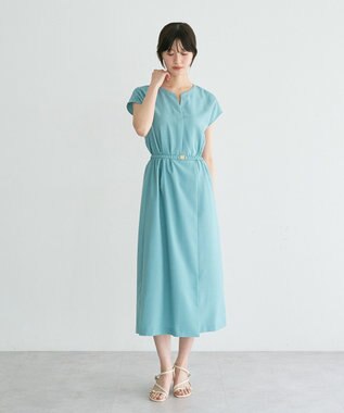 YECCA VECCA リネンライクスキッパーワンピース Green