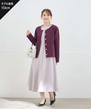 Tiaclasse L 【安田美沙子さん着用・新色追加・洗える】ベロアラインフレアワンピース ラベンダーグレー