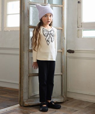 ANY KIDS ドットリボン 長袖Tシャツ ホワイト