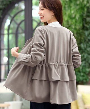 Tiaclasse L 【洗える】バックドロストフリルブルゾン モカ