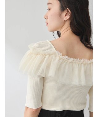 earth music&ecology デコルテチュールニットプルオーバー Ivory