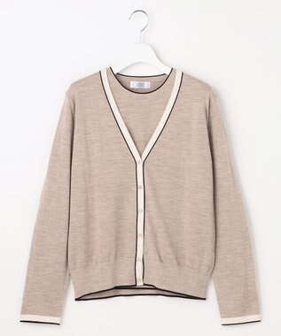 J.PRESS LADIES トリムツイン ニット ベージュ系