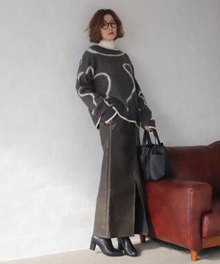 WEGO 【25年秋冬新作】ニュアンスライン配色プルオーバー ブラック中濃色