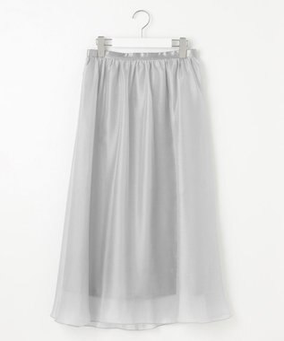 Feroux 【洗える】シアーギャザーフレア スカート ライトグレー系