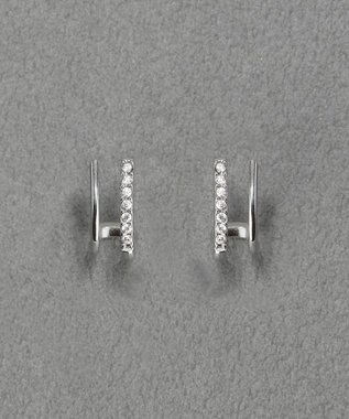 Phoebe 【金属アレルギー対応】メタル×ビジュー2ラインピアス　シルバー/サージカルステンレス シルバー