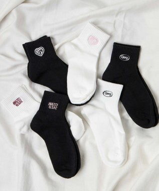 WEGO デザインロゴ刺繍アンクル底パイルソックス 柄1