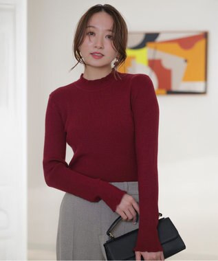 ANY SIS CICA加工 フリルネック プルオーバー ボルドー