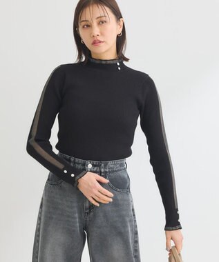 Green Parks ・ｓｗｉｎｇ　ｂｙ　シフォンフリルリブハイネック Black