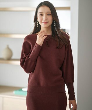 ANY SIS 【洗える・セットアップ可】アンチピリングドルマン畔 ニット ブラウン