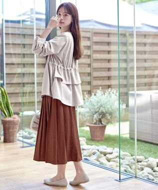 Tiaclasse L 【洗える】バックドロストフリルブルゾン グレージュ