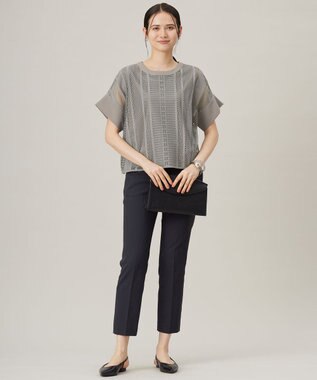 自由区 L 【接触冷感・UVカット・吸水速乾・洗える】シェルタリングテーパード パンツ ブラック