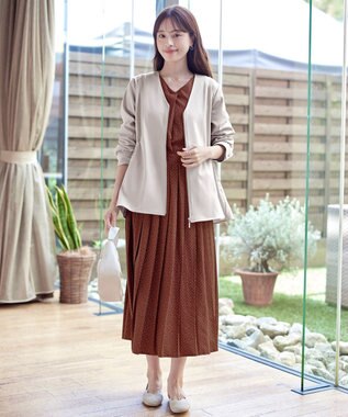 Tiaclasse L 【洗える】バックドロストフリルブルゾン グレージュ