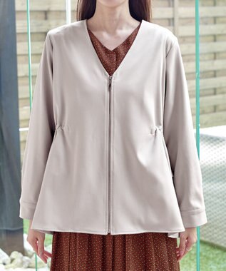 Tiaclasse L 【洗える】バックドロストフリルブルゾン グレージュ