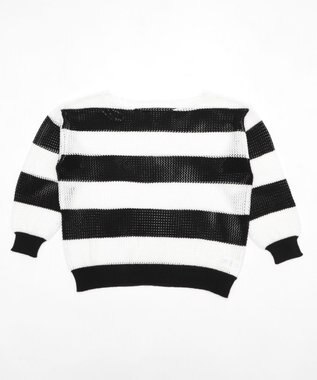 WEGO オフショルメッシュニット ブラックボーダー