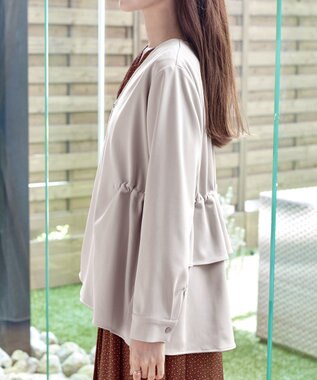 Tiaclasse L 【洗える】バックドロストフリルブルゾン グレージュ