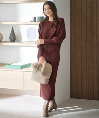 ANY SIS 【洗える・セットアップ可】アンチピリングドルマン畔 ニット ブラウン