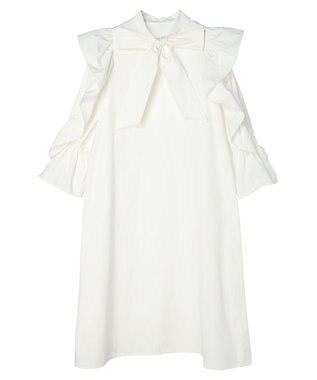 Maison de FLEUR ラッフルボウタイワンピース White