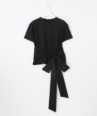 23区 L 【エステータ】スーピマシングルジャージー サッシュデザイン カットソー ブラック系