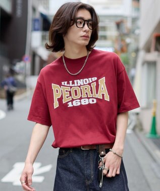 WEGO 【機能T】接触冷感アクセ付きグラフィックT ワイン