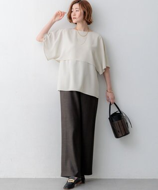 23区 【先行予約】リネンライクグロッシー ワイドパンツ グレー系