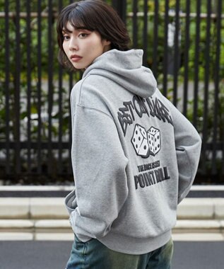 WEGO 【裏起毛/ユニセックス着用ITEM】リラックスフィットグラフィックパーカー 杢グレー