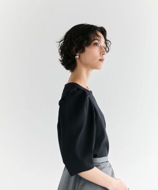 #Newans 【セレモニーにも】パフスリーブニット ネイビー