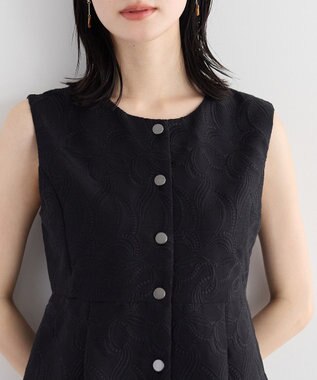 YECCA VECCA 刺繍ペプラムジレ Black