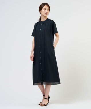 J.PRESS LADIES L 【WEB限定】プレーティングジャージー ワンピース ダークネイビー系